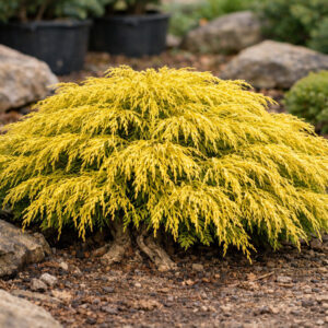 Aranysárga fonalas hamisciprus (Chamaecyparis pisifera ‘Filifera Aurea Nana’)
